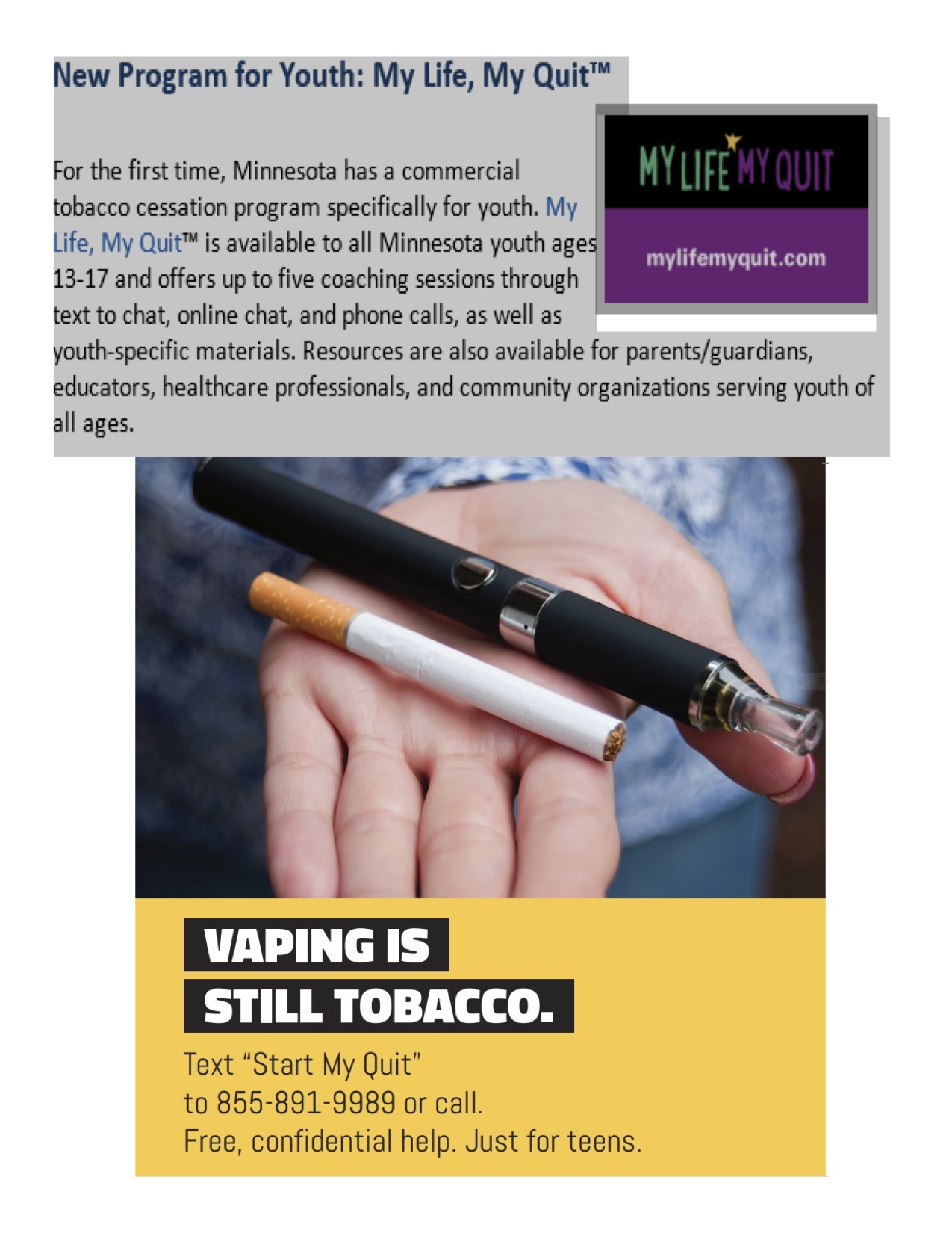 tobacco prevention materials